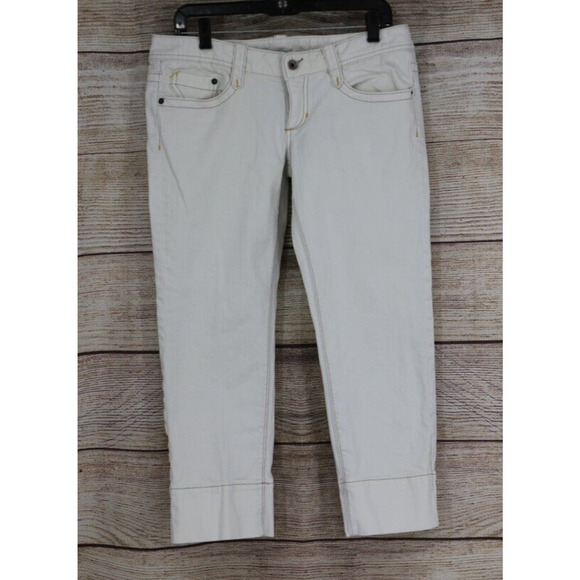 Y2K X2 Denim Laboratory Womens Size 8 Low Cut Denim Cropped White Jeans - Picture 1 of 12